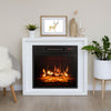 Electric fireplace insert with adjustable LED flame, featuring 3D effects and remote control for cozy warmth.