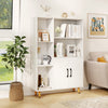 Free standing pantry cabinet with 5 shelves and 2-door cabinet, ideal for living room or office storage solutions.