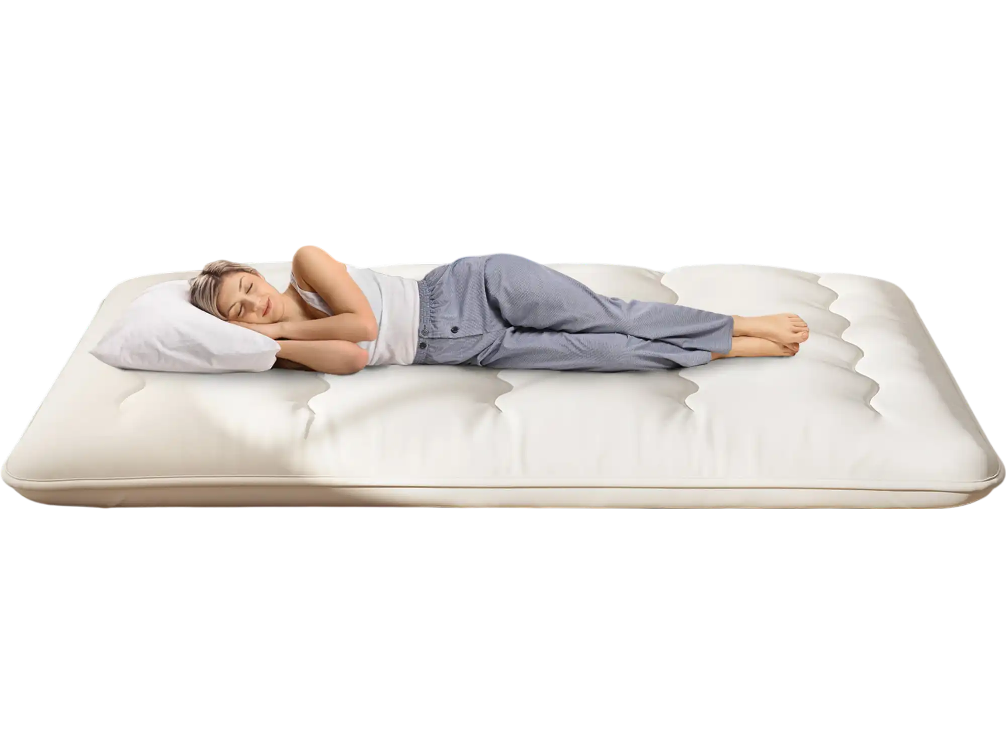 Costway Full Futon Mattress Floor Sleeping Pad Washable Cover Beige 14378652 New