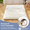 Beige full-size futon mattress sleeping pad with washable cover, designed for comfort and easy maintenance.