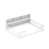 Full Size Montessori Floor Bed with Bookcase-White - Gallery View 1 of 2
