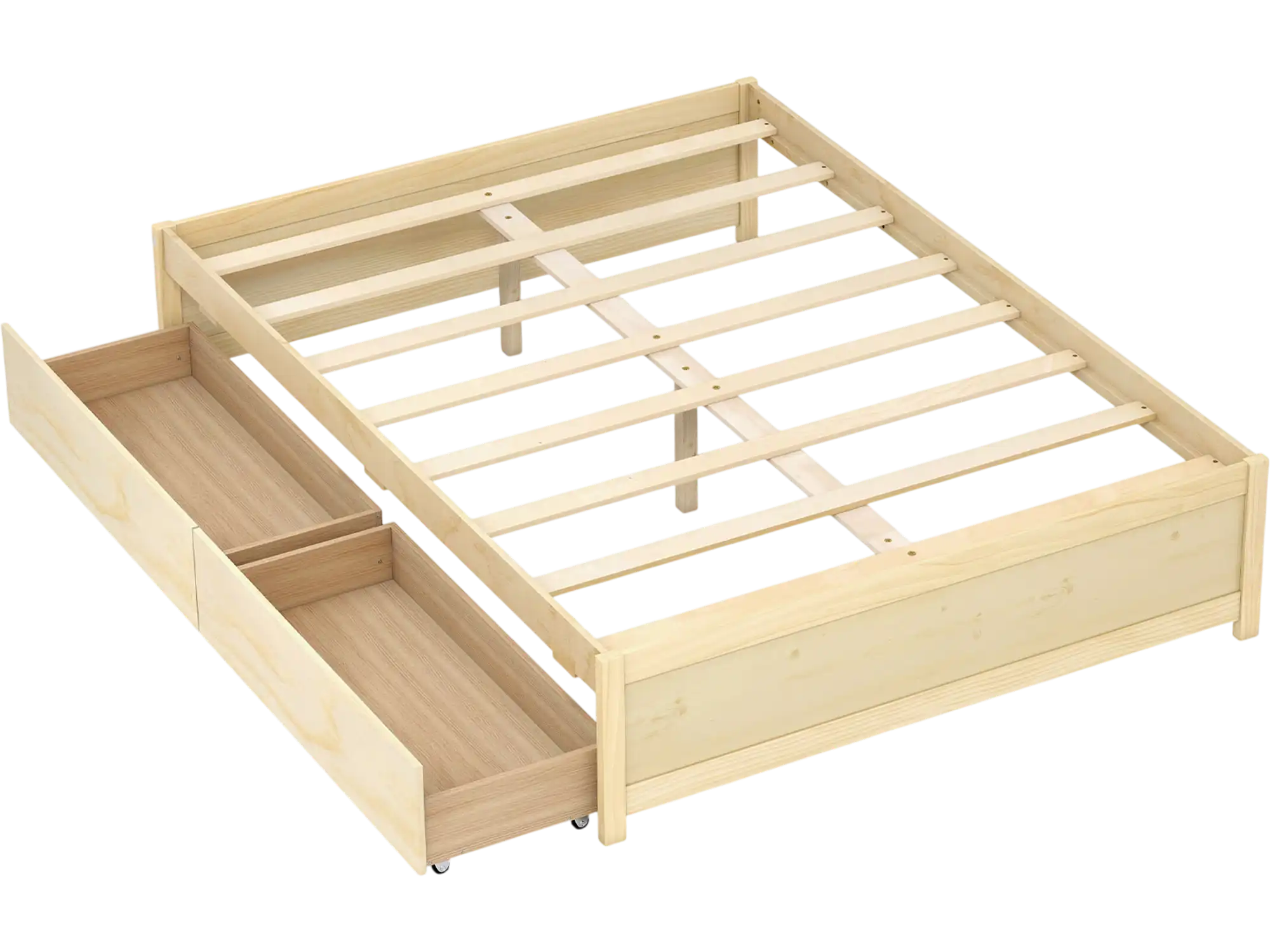 Costway Full Size Wooden Platform Bed Frame w/ 2 Rolling Storage Drawers 268719534 New