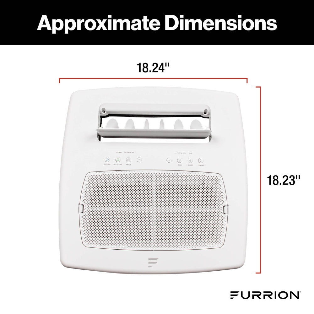 Furrion Chill Cube Non-Ducted Air Distribution Box (R32) with Remote - White - Approximate Dimensions 18.24 in x 18.23 in