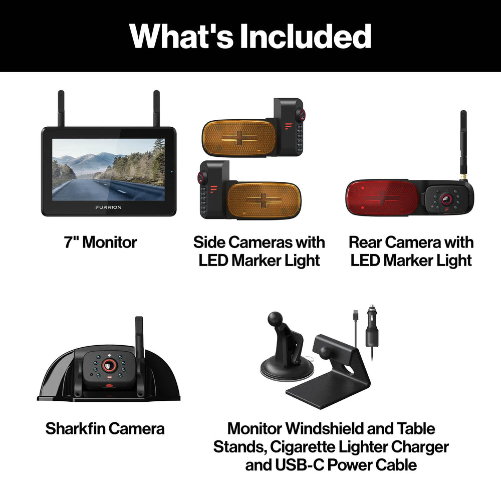 Furrion Vision S+ RV Observation System Backup Cameras with 7" Monitor LED Marker Lights New