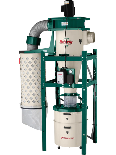 Grizzly G0441 Cyclone Dust Collector 3 HP 1654 CFM 55 Gal. Capacity New