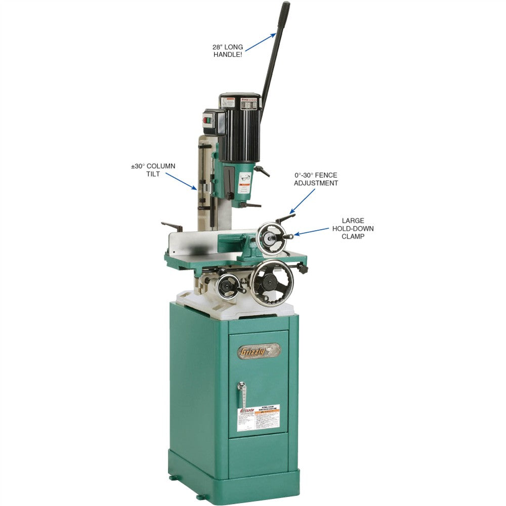 Grizzly G0448 - 1-1/2 HP Heavy-Duty Mortiser w/ Stand