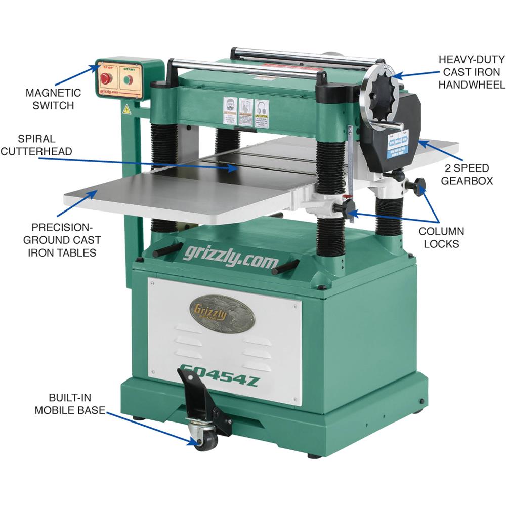 Grizzly G0454Z Planer 20" 5 HP with Spiral Cutterhead New