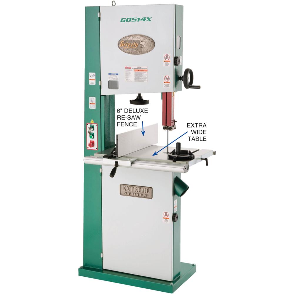 Grizzly G0514X Bandsaw 19" 3 HP with Table Tilt Extreme Series New
