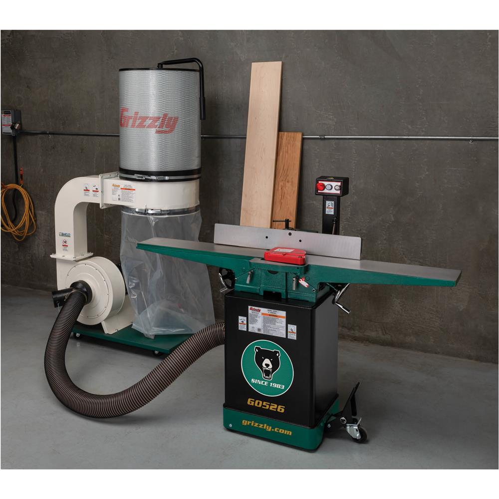 Grizzly G0526 Jointer 6" x 60" 1.5 HP with V-Helical Cutterhead New