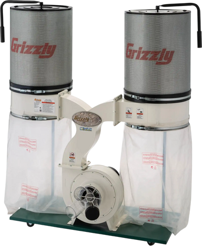 Grizzly G0562ZP Dust Collector 3 HP Double Canister with Aluminum Impeller New