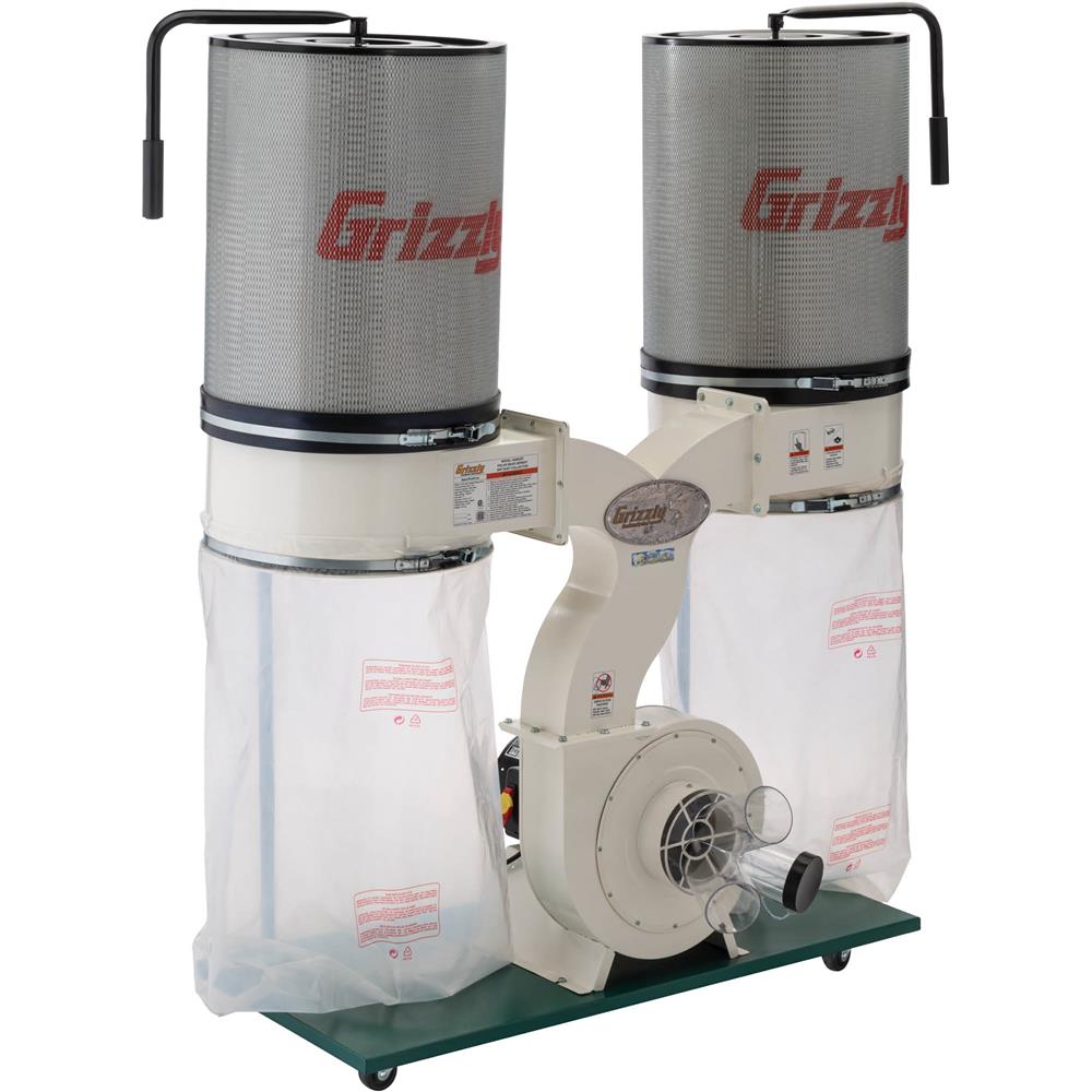 Grizzly G0562ZP Dust Collector 3 HP Double Canister with Aluminum Impeller New