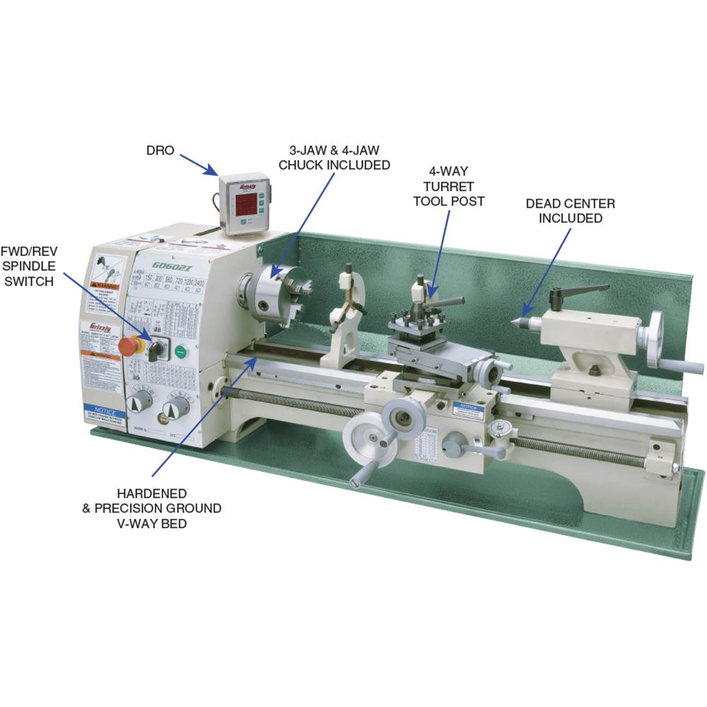 Grizzly G0602Z - 10" x 22" Benchtop Metal Lathe with DRO