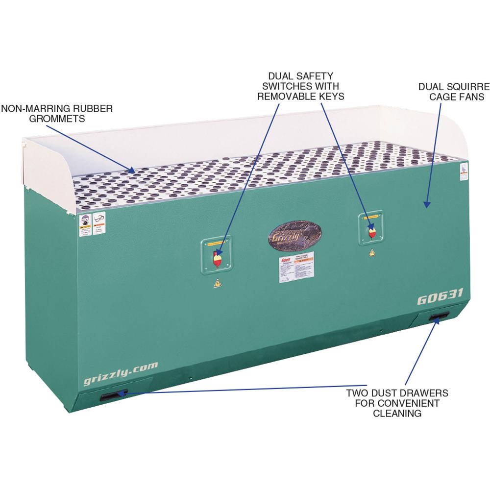 Grizzly G0631 - 28" x 79" Extra-Long Downdraft Table