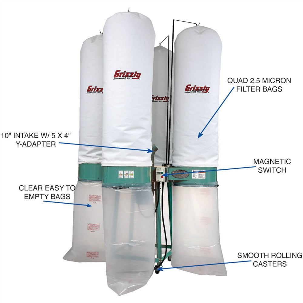 Grizzly G0673 - 10 HP Industrial Dust Collector