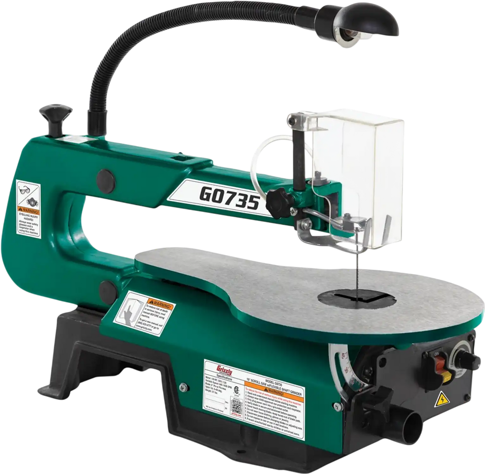 Grizzly G0735 - 16" Variable-Speed Scroll Saw w/ Flexible Shaft Grinder