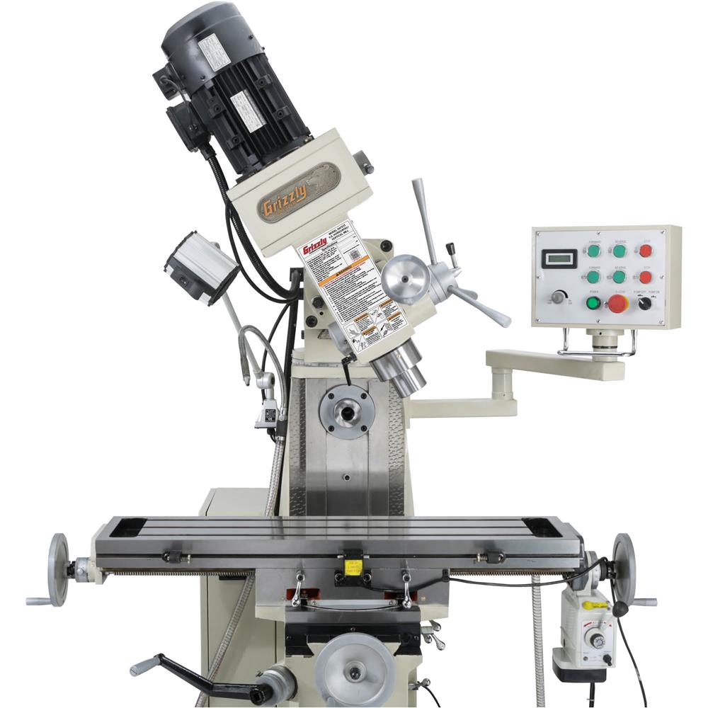 Grizzly G0757Z - 9" x 39" 3 HP Variable-Speed Horizontal/Vertical Mill with DRO