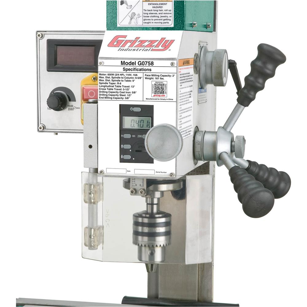 Grizzly G0758 - 6" x 20" 3/4 HP Mill/Drill