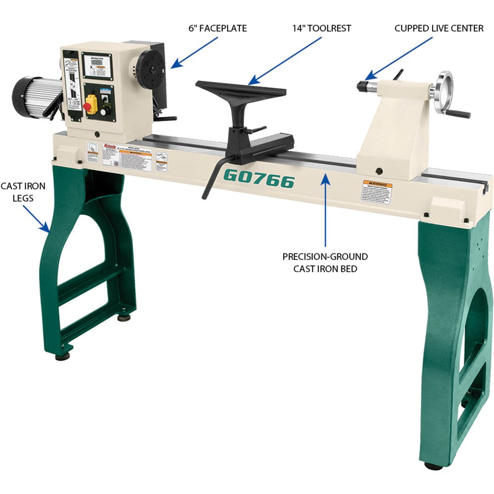 Grizzly G0766 - 22" x 42" Variable-Speed Wood Lathe
