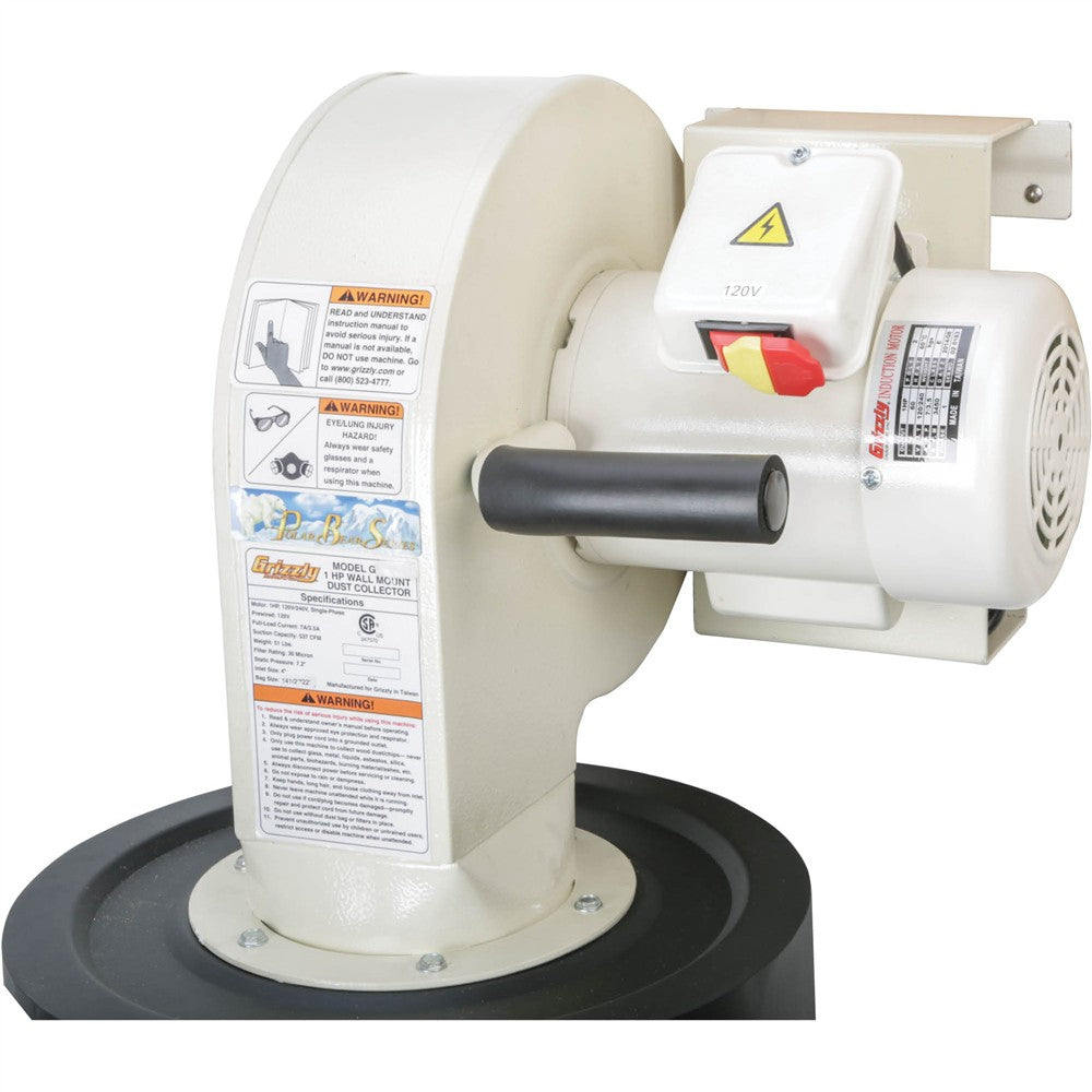Grizzly G0785 - 1 HP Wall-Mount Dust Collector with Canister Filter