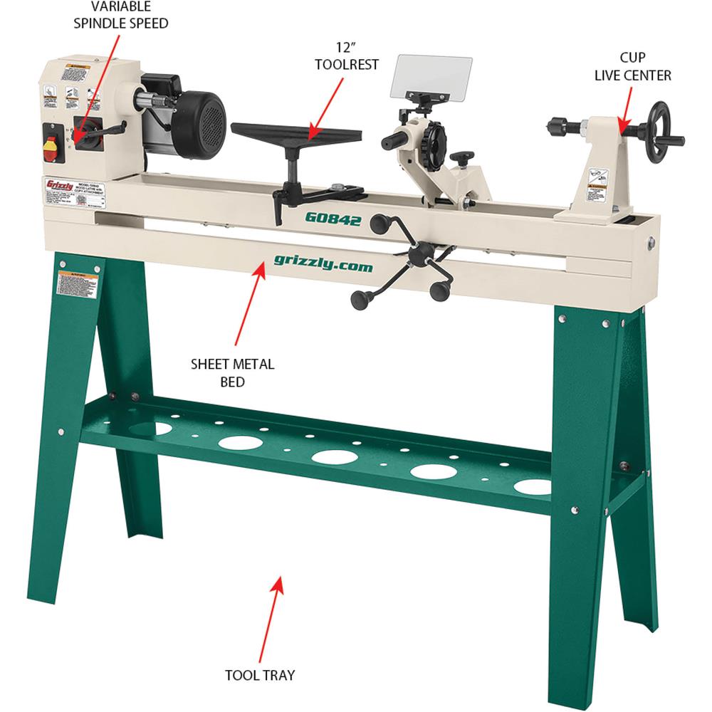 Grizzly G0842 - 14" x 37" Wood Lathe w/ Copy Attachment