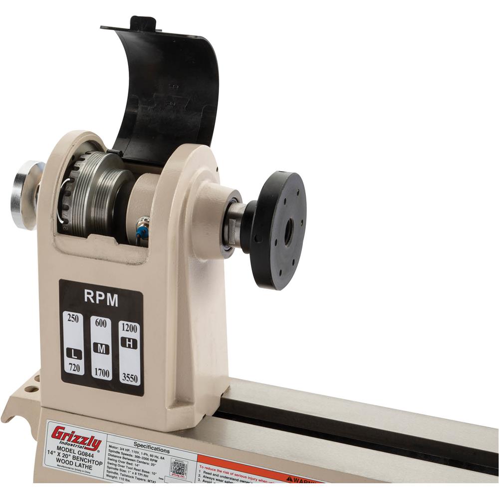 Grizzly G0844 - 14" x 20" Variable-Speed Benchtop Wood Lathe