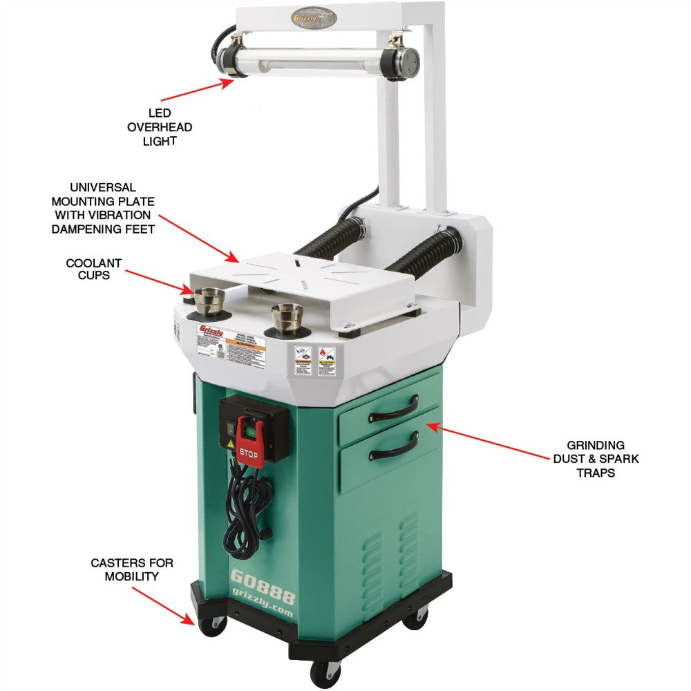 Grizzly G0888 - Deluxe Bench Grinder Stand and Workstation