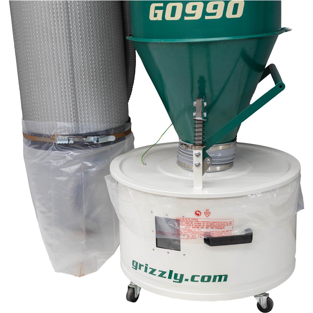 Grizzly G0990 - 1-1/2 HP HEPA Wall-Mount Cyclone Dust Collector