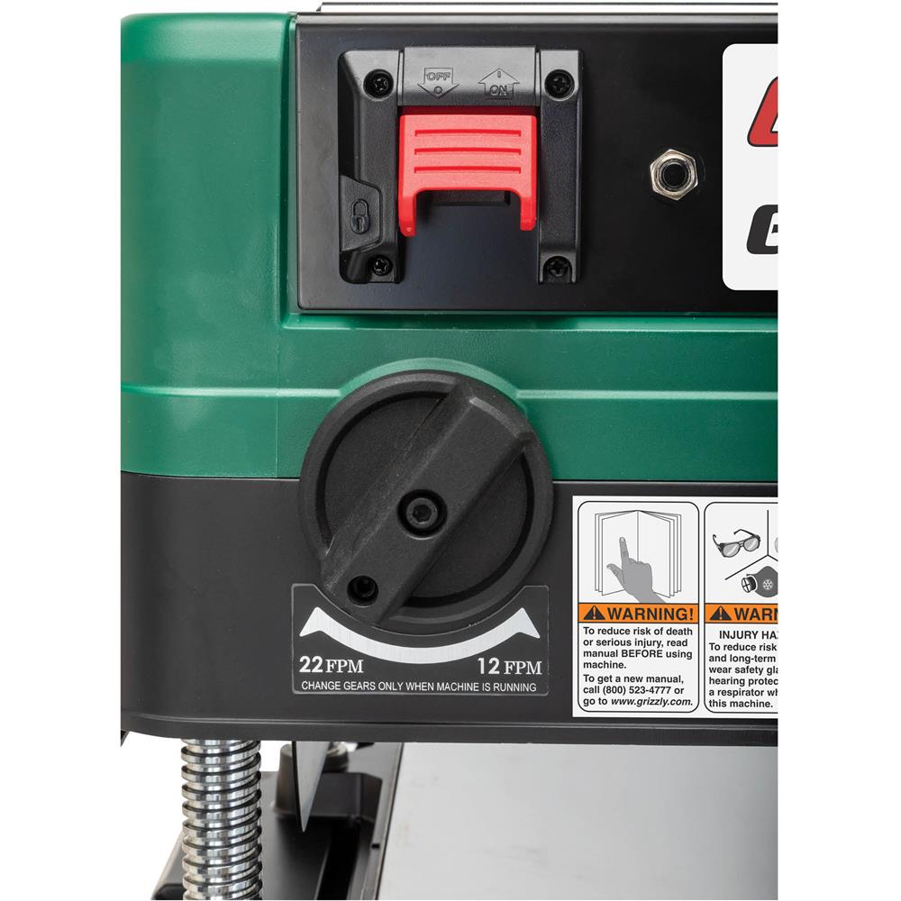 Grizzly G0999 - 15" 2 HP Benchtop Planer with Spiral Cutterhead