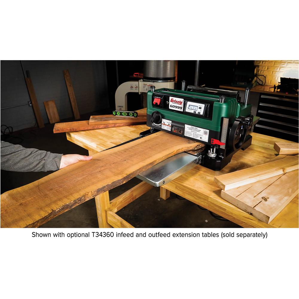 Grizzly G0999 - 15" 2 HP Benchtop Planer with Spiral Cutterhead
