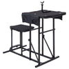 Foldable shooting bench with a compact design, adjustable height, and sturdy steel frame, perfect for outdoor use.
