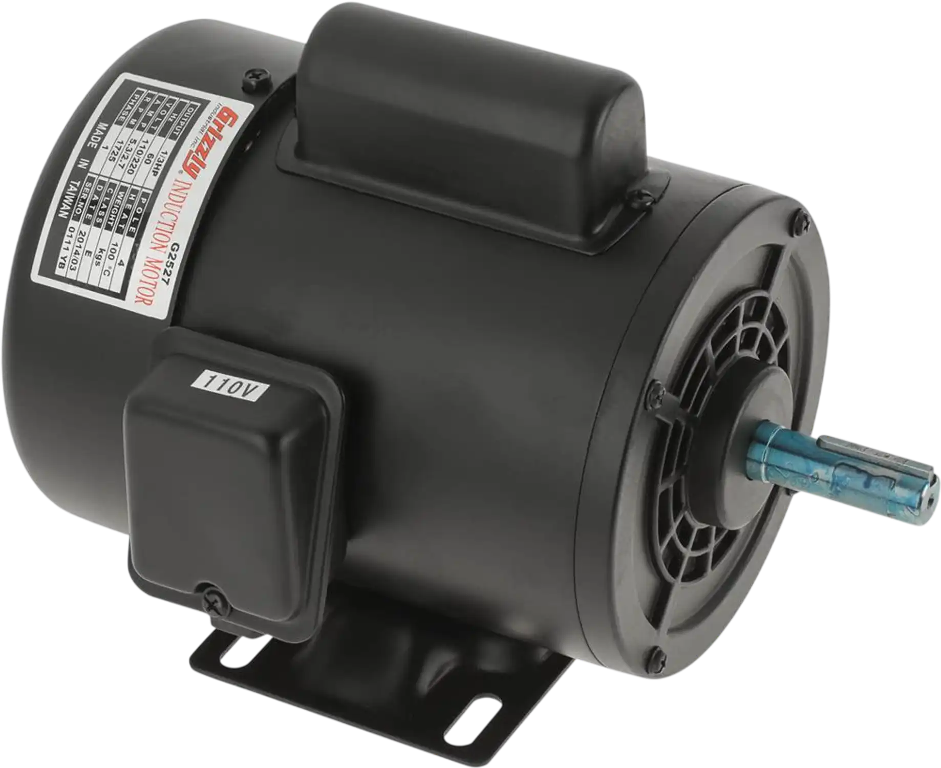 Grizzly G2527 Motor 1/3 HP Single-Phase 1725 RPM TEFC 110V/220V New