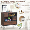 3-tier wood storage cabinet with a smooth finish, featuring a drawer and open shelves, perfect for organizing.