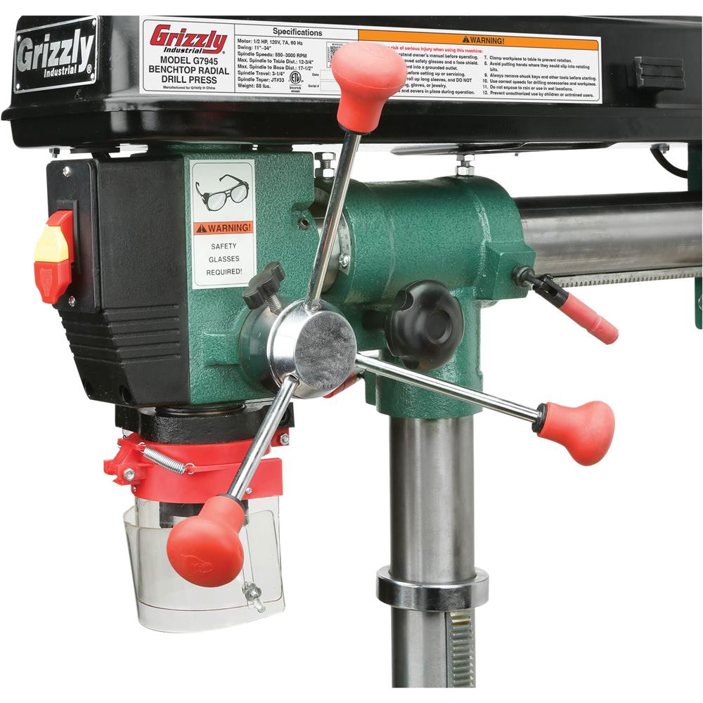 Grizzly G7945 - 34" Benchtop Radial Drill Press