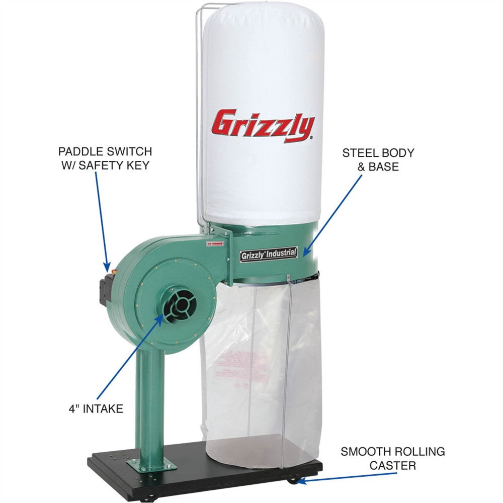 Grizzly G8027 - 1 HP Dust Collector