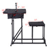 Foldable shooting bench with adjustable height table, 24" x 24" platform, durable steel frame, ideal for outdoor use.