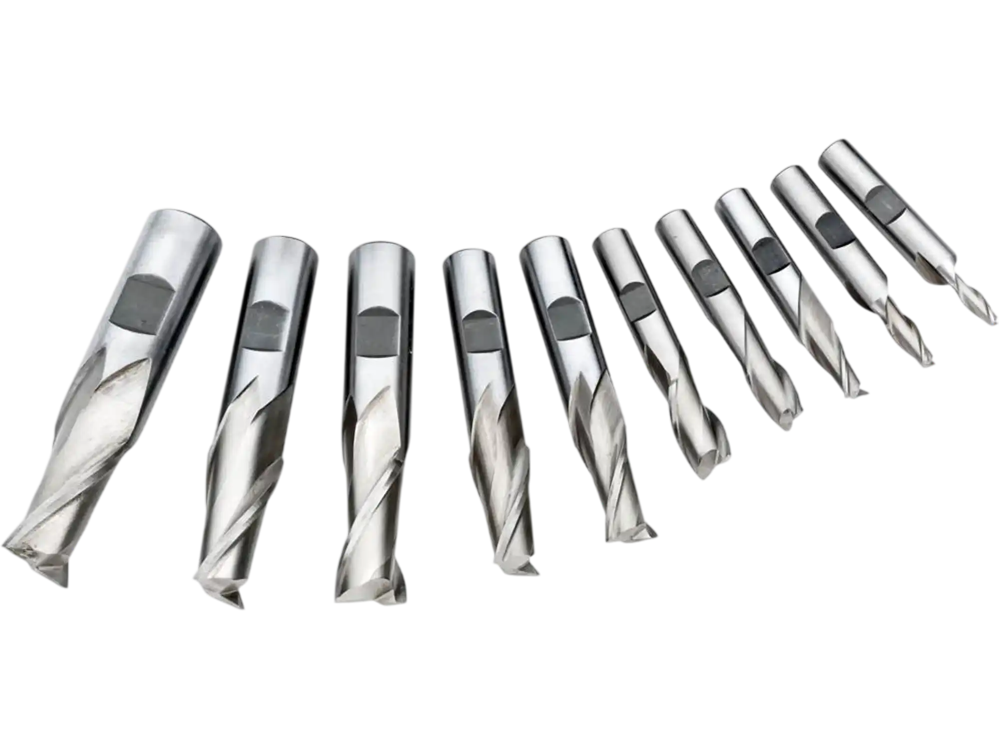Grizzly G9757 Square Ends HSS 2 Flute End Mills 10 Pc Set New