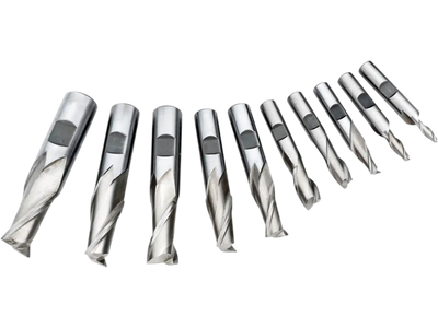 Grizzly G9757 Square Ends HSS 2 Flute End Mills 10 Pc Set New