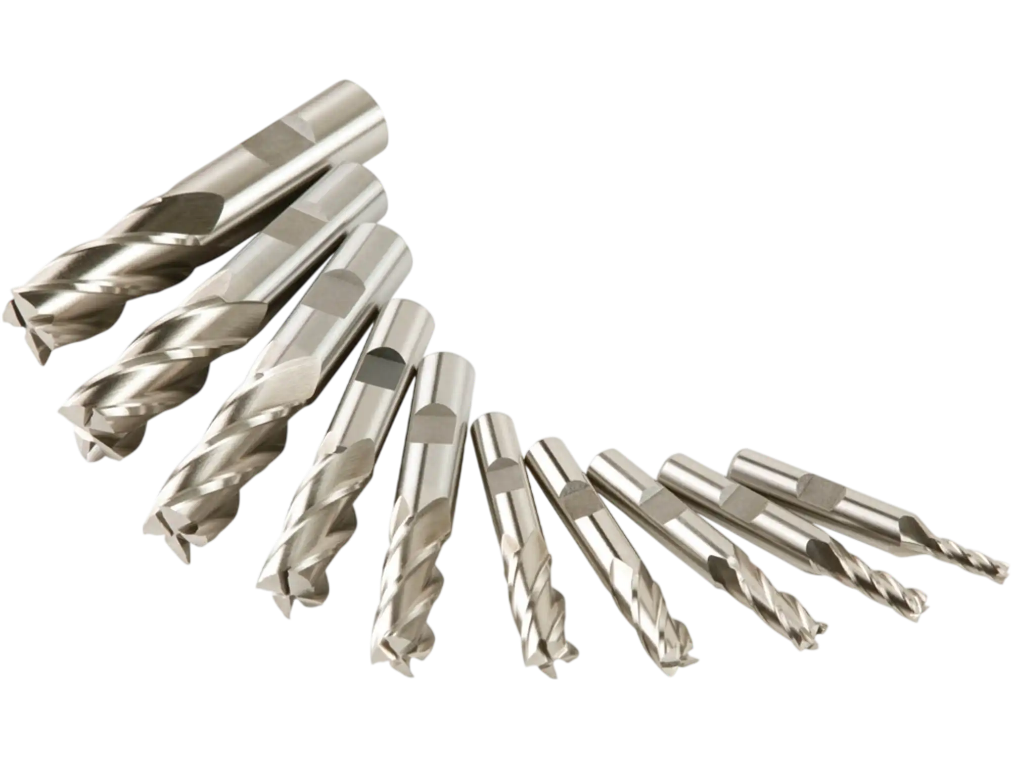 Grizzly G9758 Square Ends HSS 4 Flute End Mills 10 pc Set New