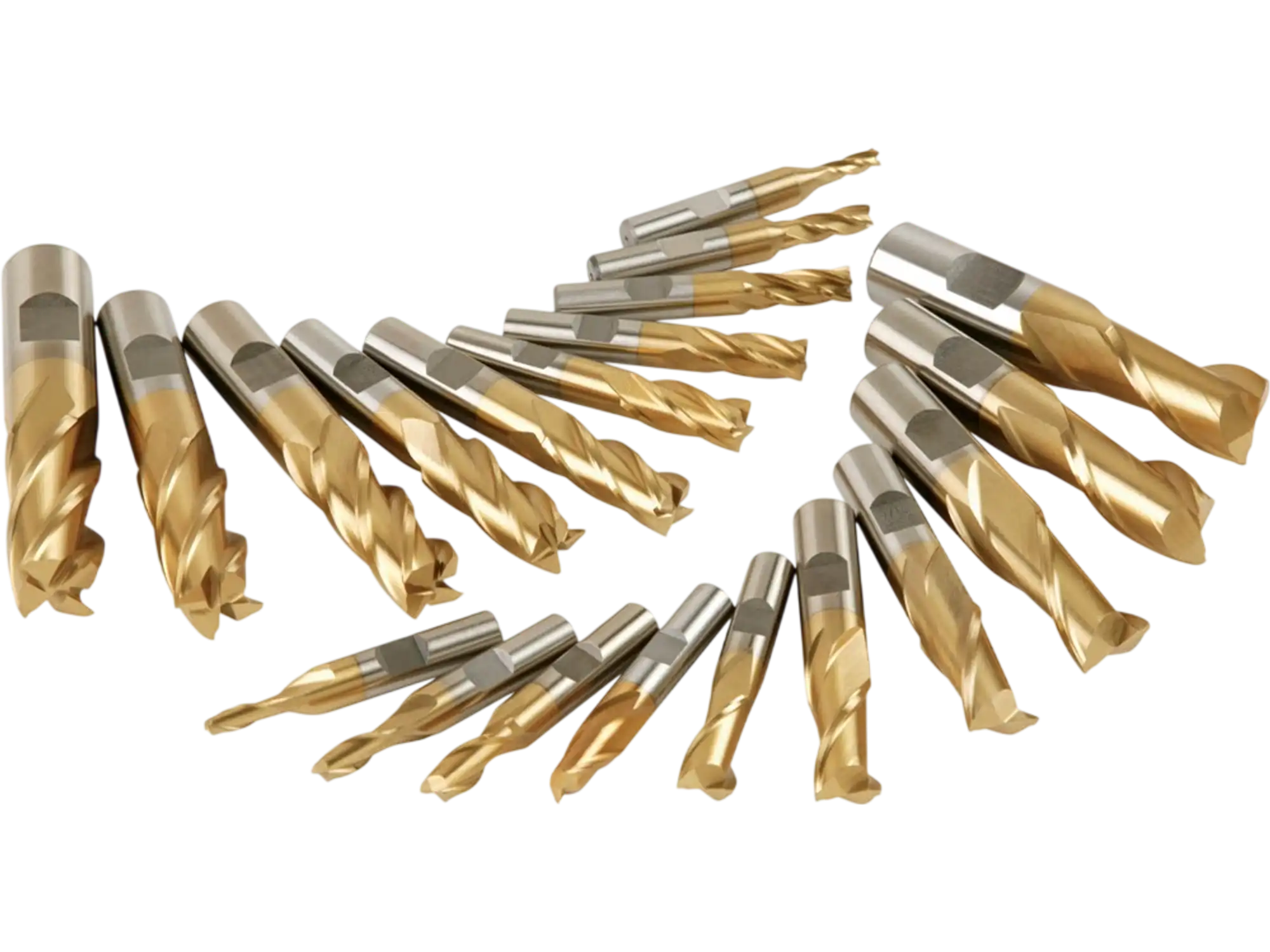 Grizzly G9760 Square Ends HSS TiN Coated 2 & 4 Flute End Mills 20 pc Set New