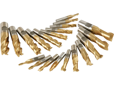 Grizzly G9760 Square Ends HSS TiN Coated 2 & 4 Flute End Mills 20 pc Set New