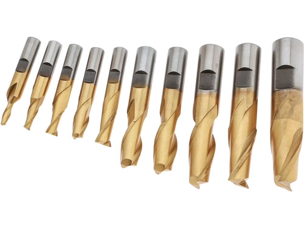 Grizzly G9761 - HSS TiN Coated 2 Flute End Mills, 10 pc. Set