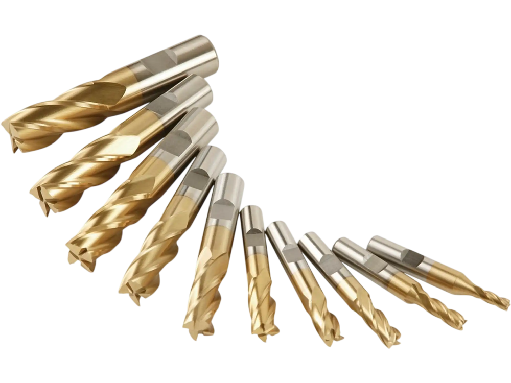 Grizzly G9762 - HSS TiN Coated 4 Flute End Mills, 10 pc. Set