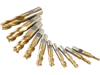 Grizzly G9762 Square Ends HSS TiN Coated 4 Flute End Mills 10 pc Set New