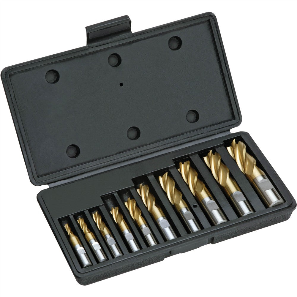 Grizzly G9762 - HSS TiN Coated 4 Flute End Mills, 10 pc. Set