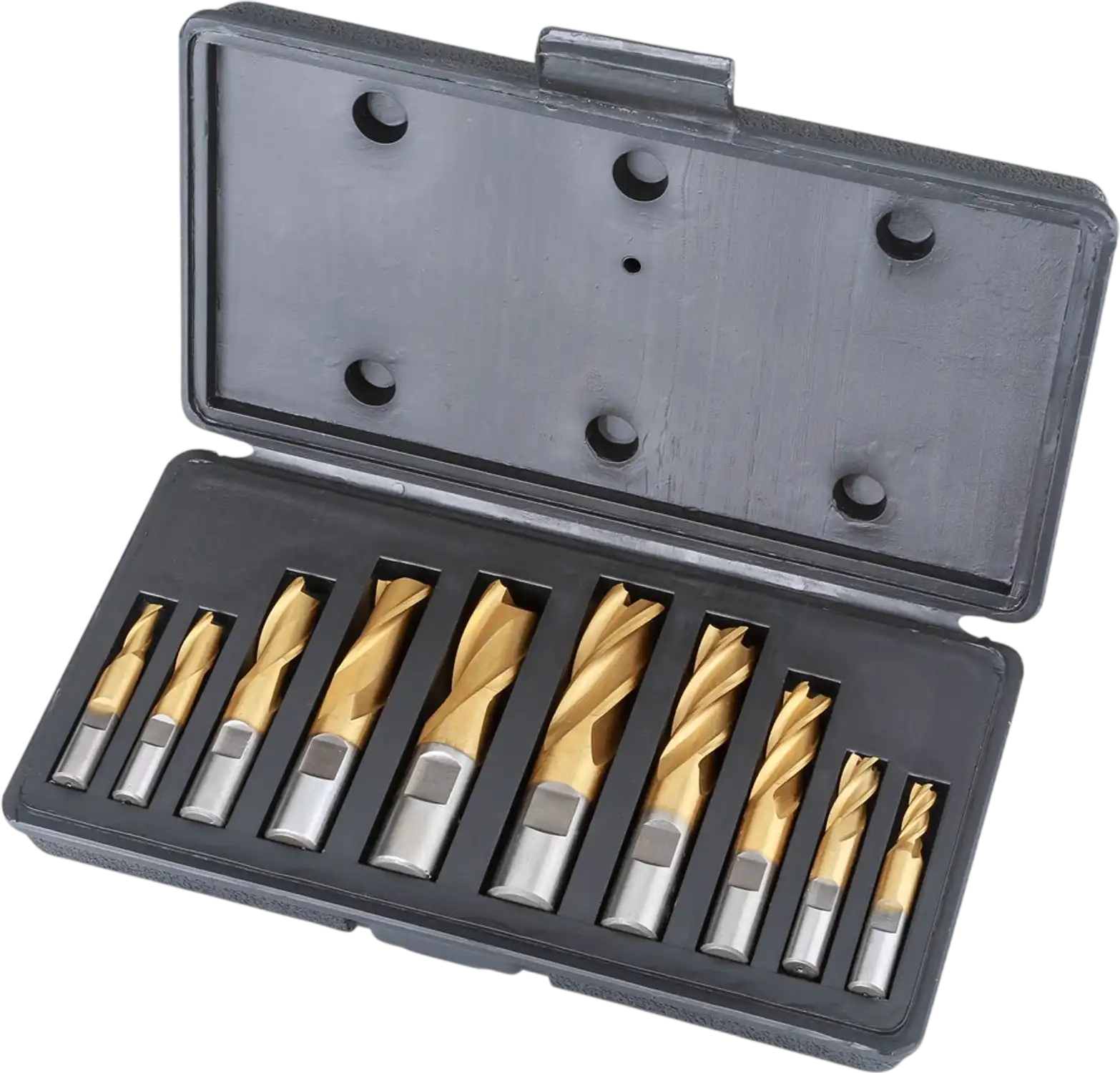 Grizzly G9763 Square Ends HSS TiN Coated 2 & 4 Flute End Mills 10 pc Set New