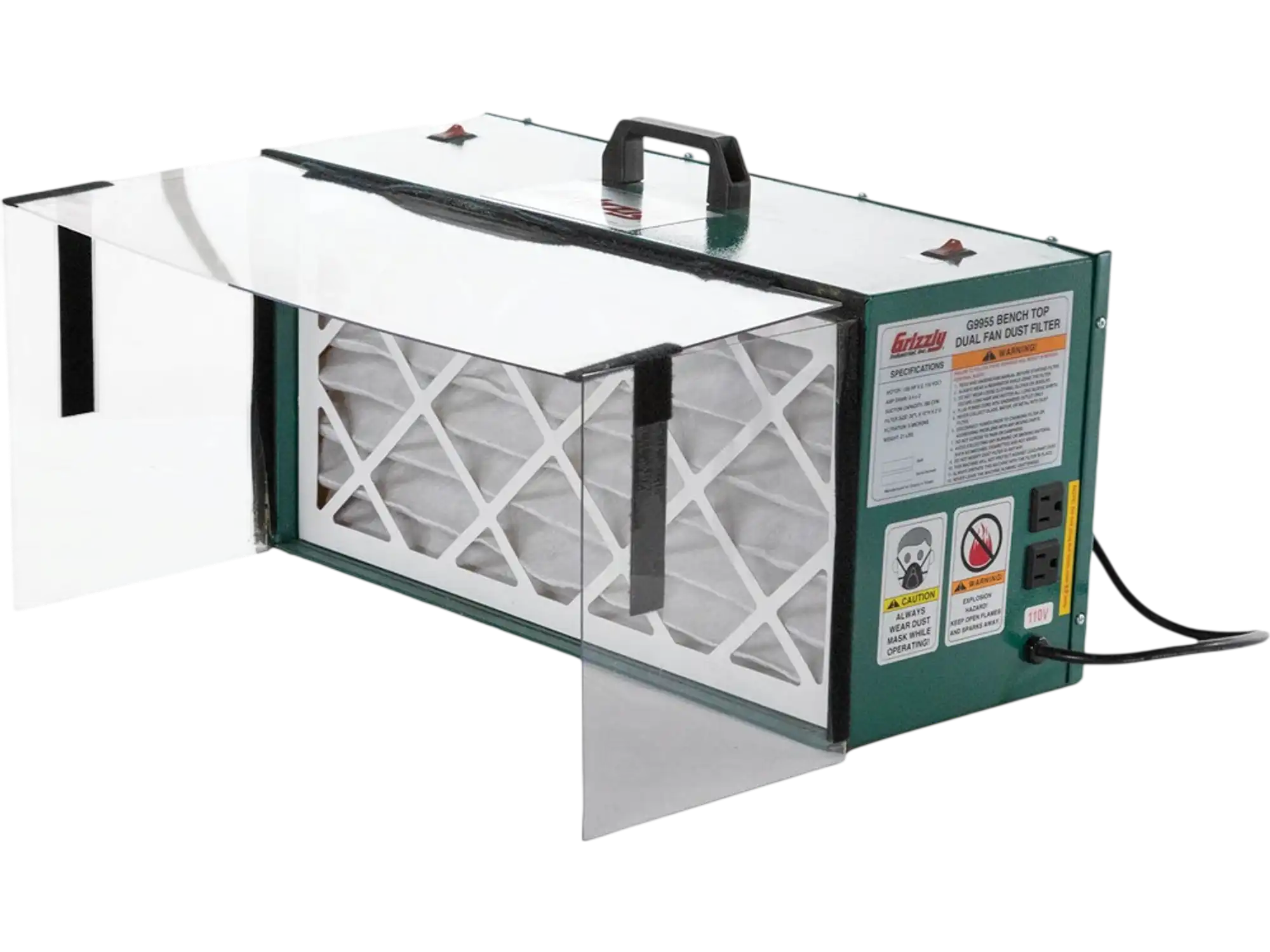 Grizzly G9955 Air Filtration Unit Benchtop Dual Fan Air Filter New