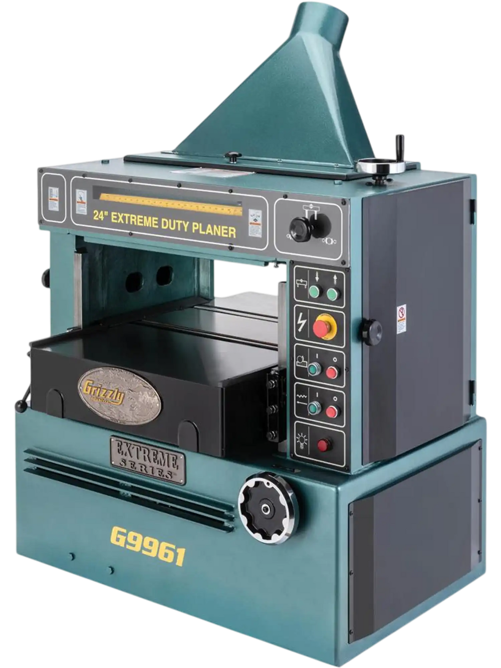 Grizzly G9961 - 24" 10 HP 3-Phase Industrial Planer w/ Spiral Cutterhead
