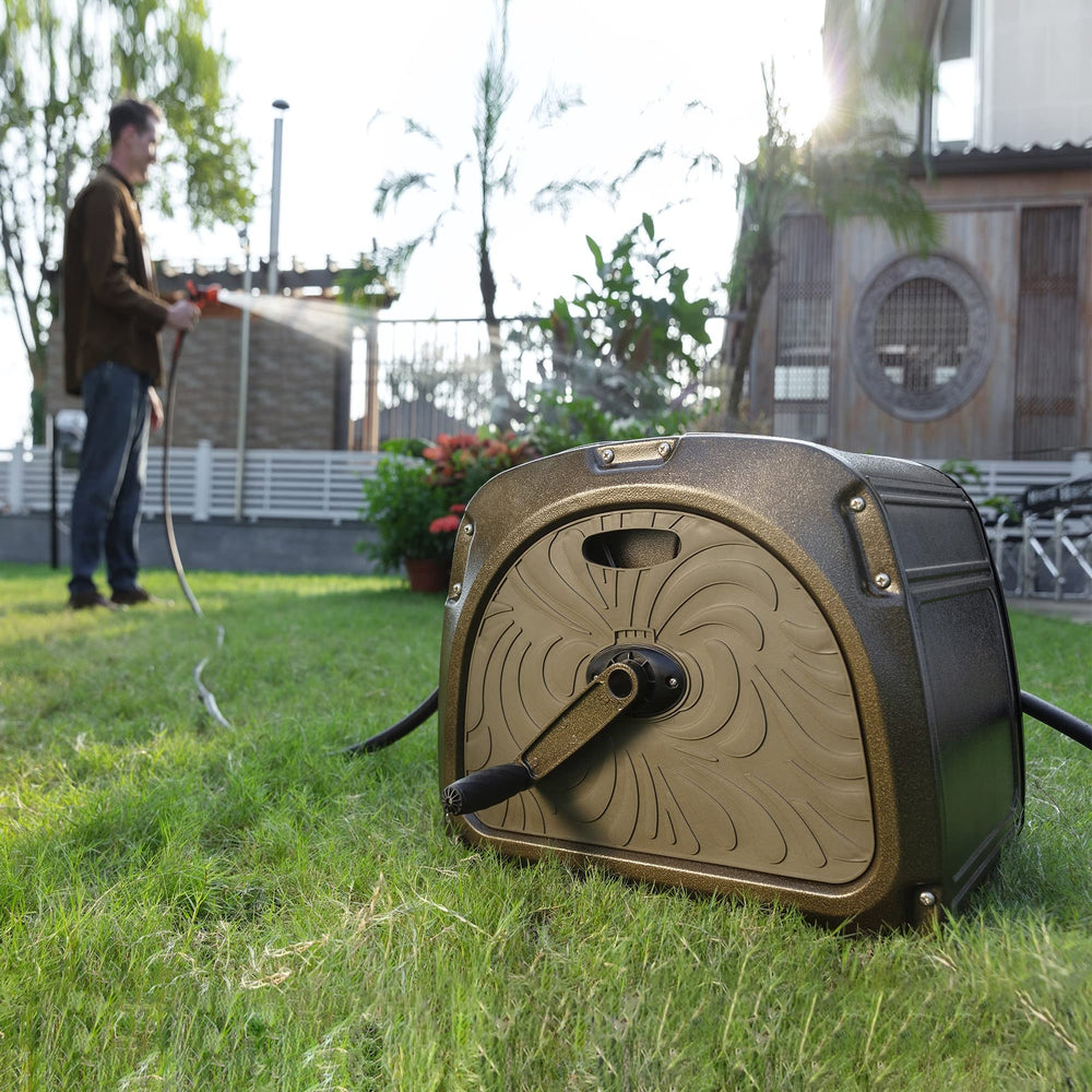 Giraffe Tools Metal Garden Hose Reel Box Black/Green New