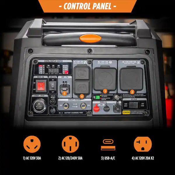 GENMAX GM8500iAED 50A 6500W/8500W Inverter Generator Dual Fuel Gas Propane Low THD Remote Start CO Sensor New