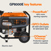 Generac GP8000E 8000W/10,000W Generator Gas PowerRush with CO Sense Electric Start 7715 RFB
